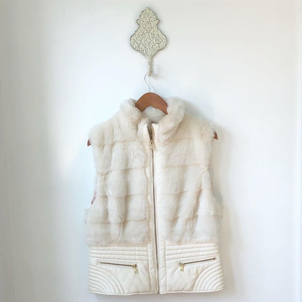 GUESS White Fur/Leather vest